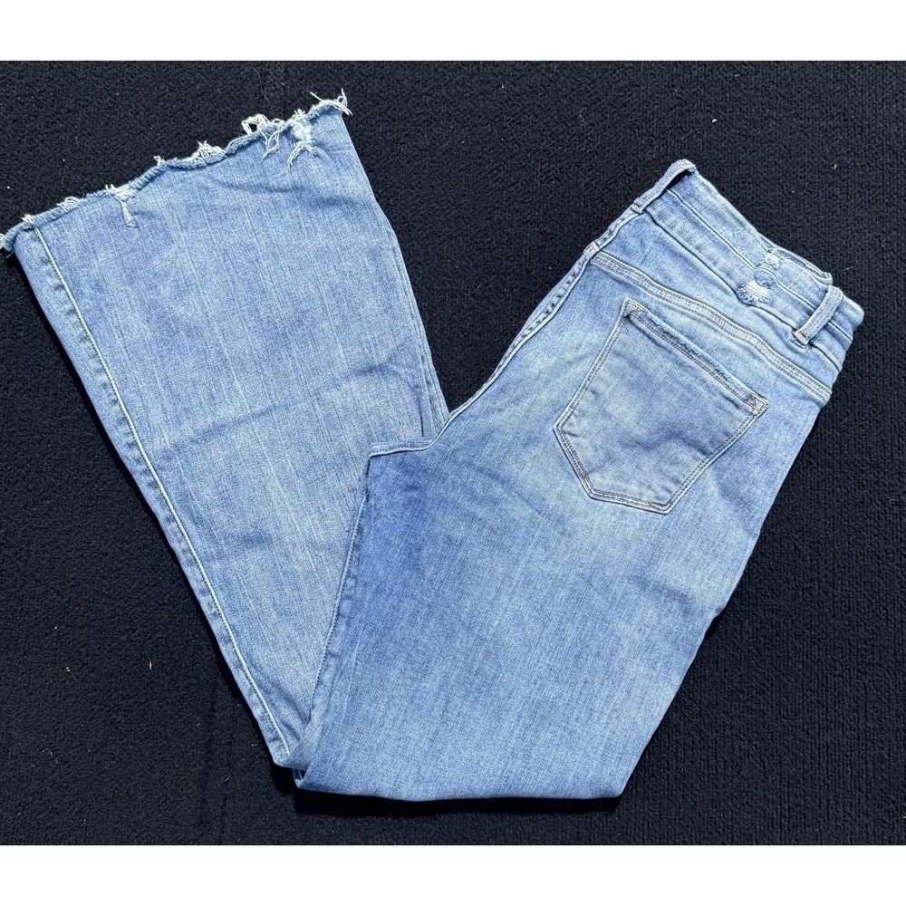 KanCan Jeans Womens 34 Blue High Rise Super Flare Distressed Raw Hem VRK2011L